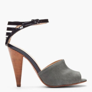 See By Chloé Grey Suede and Patent Leather Caged  Sandals